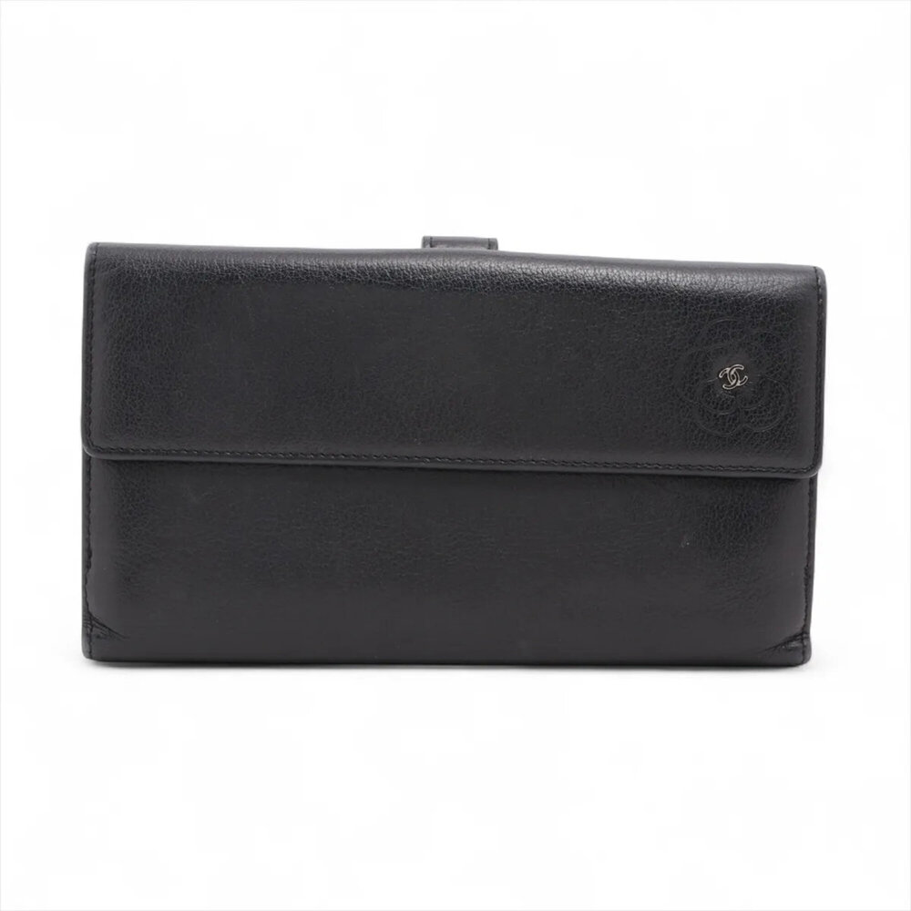 Chanel Camellia Lambskin Leather Bi-fold Long Wallet for Women, with Guarante...